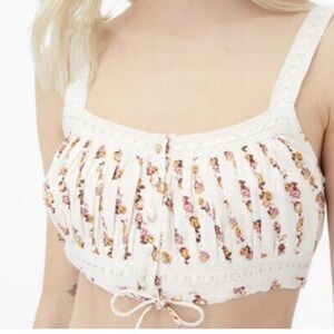 Aeropostale white floral woman’s halter tank top‎ Y2K coconut girl fairycore Med
